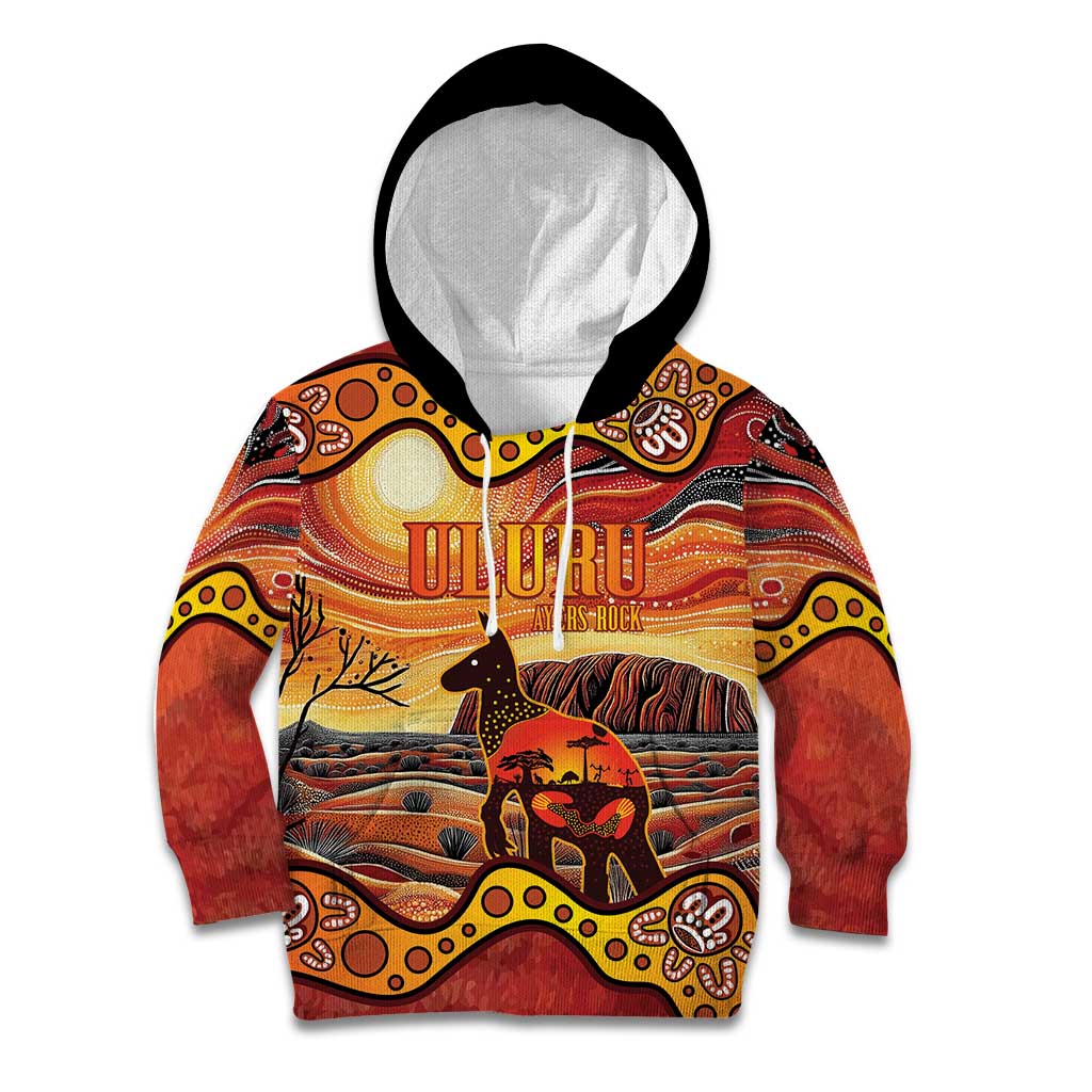 Northern Territory Uluru Kid Hoodie Ayers Rock Kangaroo Aboriginal Art