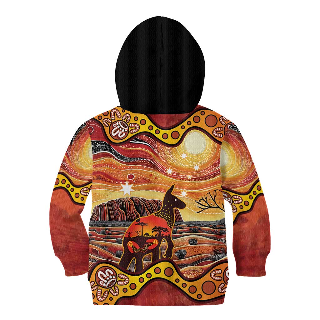 Northern Territory Uluru Kid Hoodie Ayers Rock Kangaroo Aboriginal Art