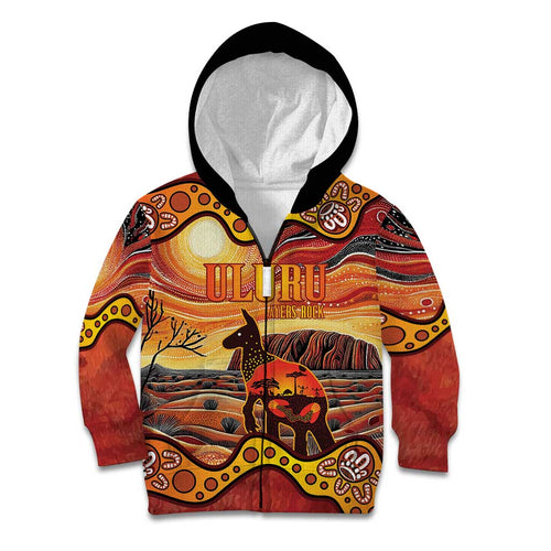 Northern Territory Uluru Kid Hoodie Ayers Rock Kangaroo Aboriginal Art