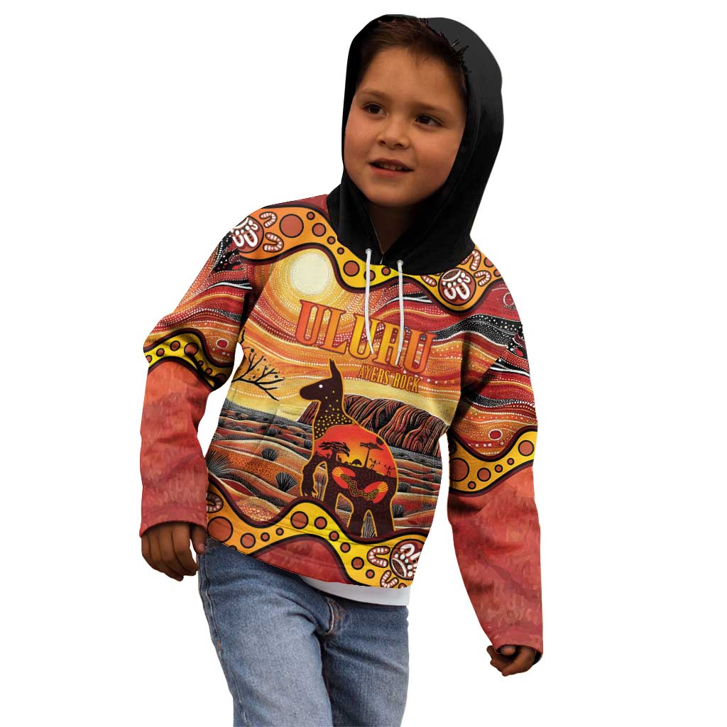 Northern Territory Uluru Kid Hoodie Ayers Rock Kangaroo Aboriginal Art
