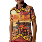 Northern Territory Uluru Kid Polo Shirt Ayers Rock Kangaroo Aboriginal Art
