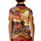 Northern Territory Uluru Kid Polo Shirt Ayers Rock Kangaroo Aboriginal Art