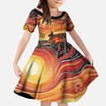 Northern Territory Uluru Kid Short Sleeve Dress Ayers Rock Kangaroo Aboriginal Art