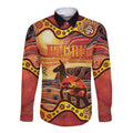 Northern Territory Uluru Long Sleeve Button Shirt Ayers Rock Kangaroo Aboriginal Art
