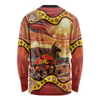 Northern Territory Uluru Long Sleeve Shirt Ayers Rock Kangaroo Aboriginal Art