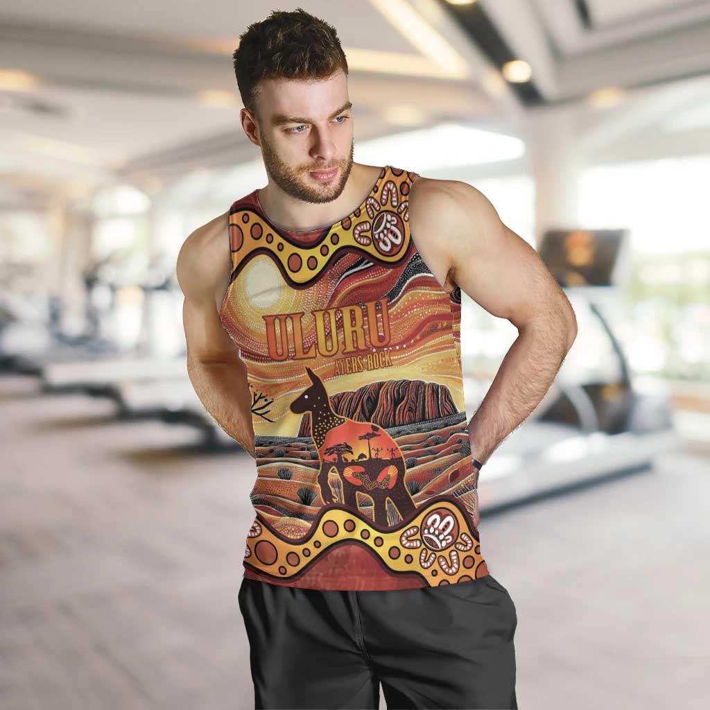 Northern Territory Uluru Men Tank Top Ayers Rock Kangaroo Aboriginal Art