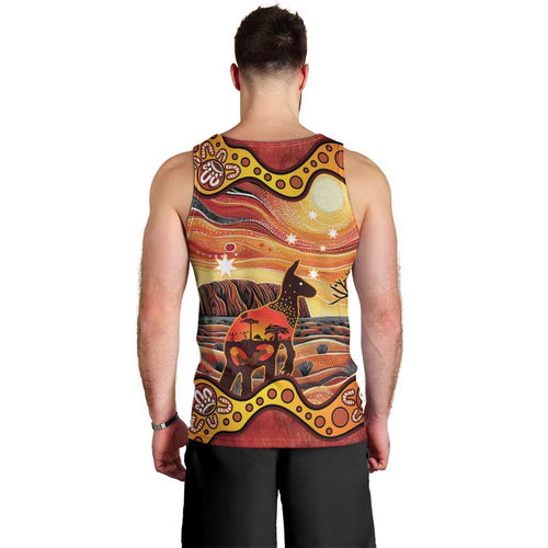 Northern Territory Uluru Men Tank Top Ayers Rock Kangaroo Aboriginal Art