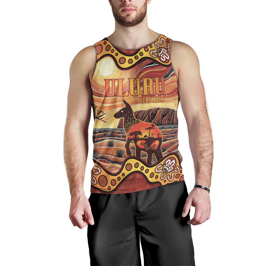 Northern Territory Uluru Men Tank Top Ayers Rock Kangaroo Aboriginal Art