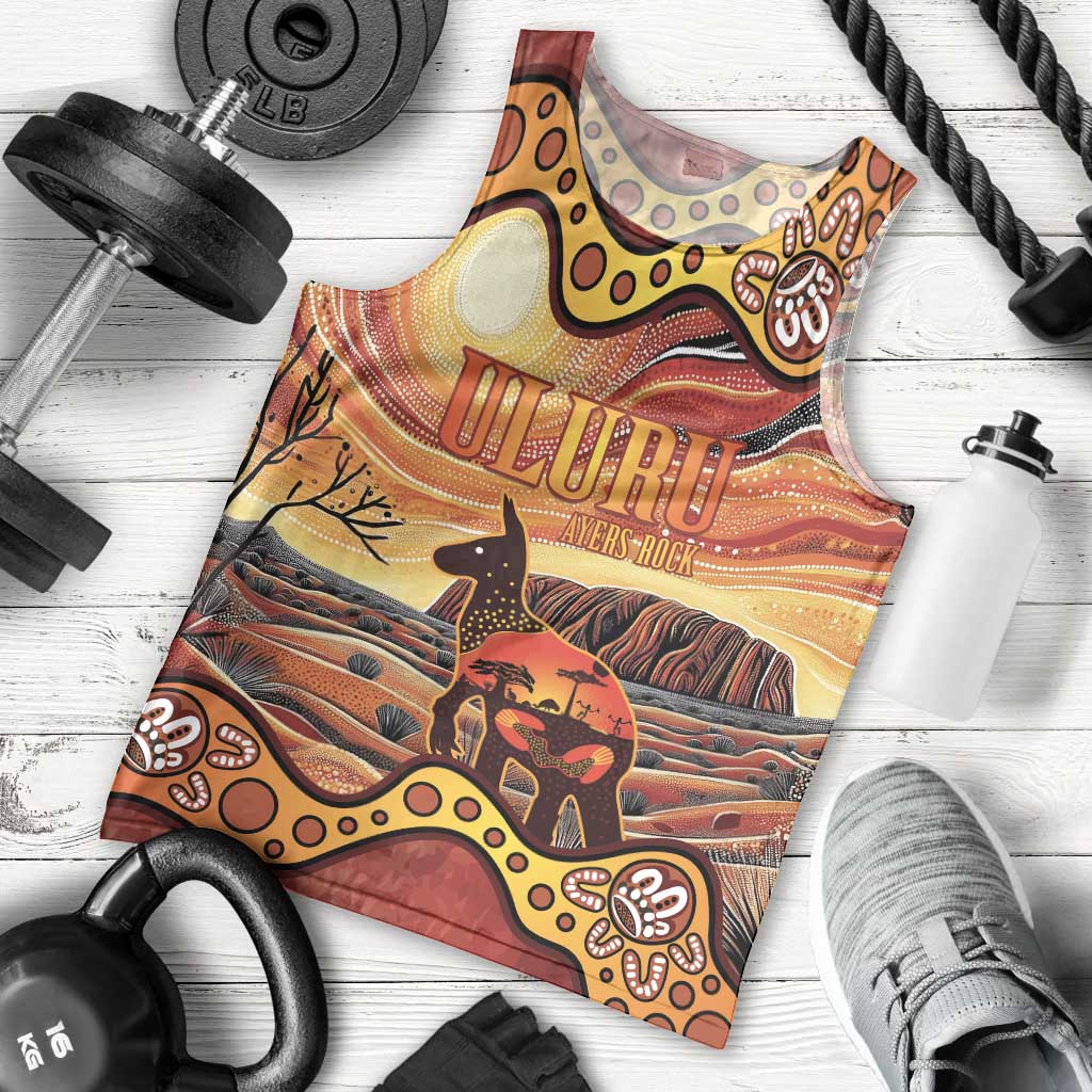 Northern Territory Uluru Men Tank Top Ayers Rock Kangaroo Aboriginal Art