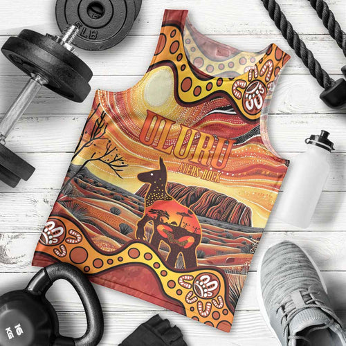 Northern Territory Uluru Men Tank Top Ayers Rock Kangaroo Aboriginal Art