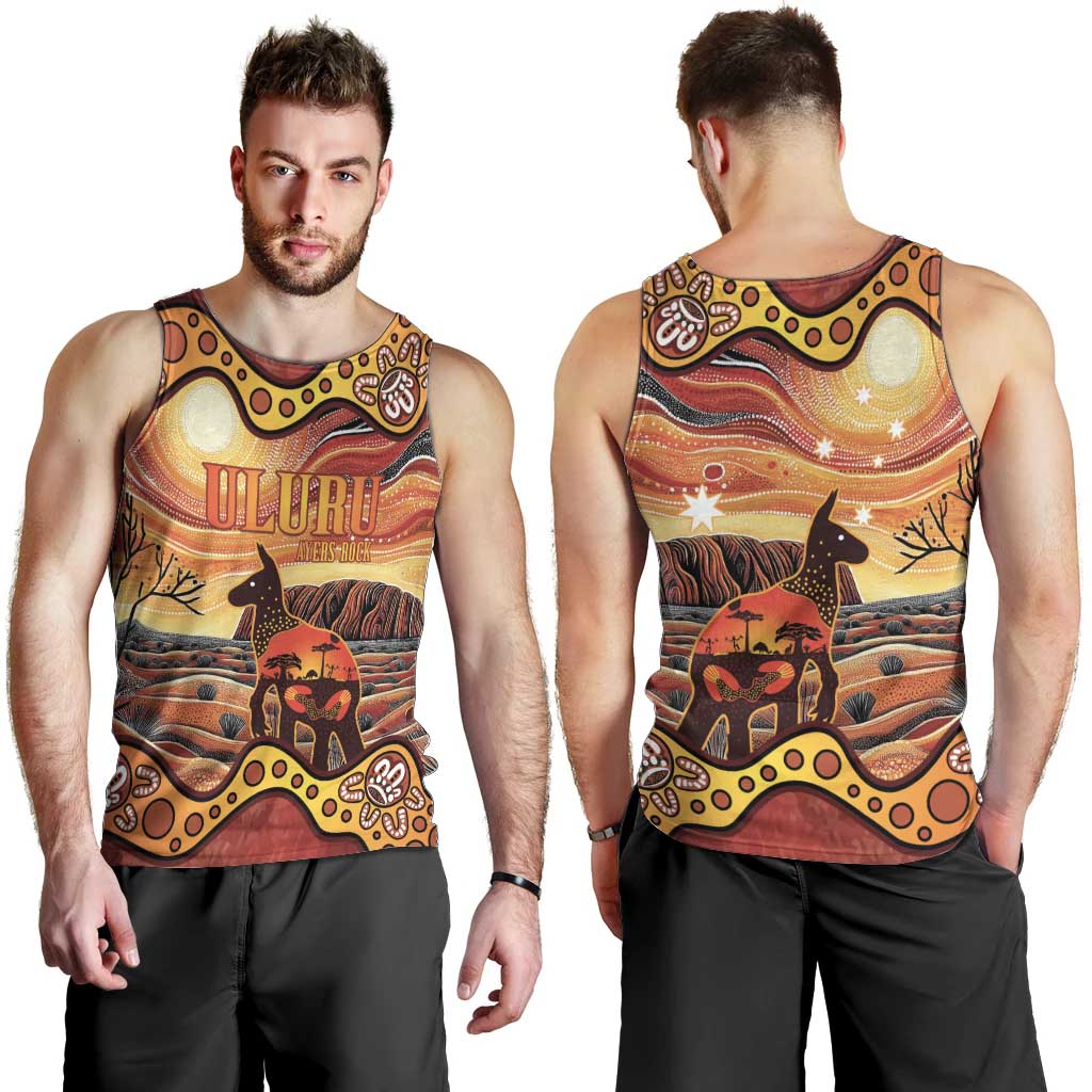 Northern Territory Uluru Men Tank Top Ayers Rock Kangaroo Aboriginal Art