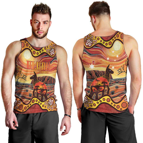 Northern Territory Uluru Men Tank Top Ayers Rock Kangaroo Aboriginal Art