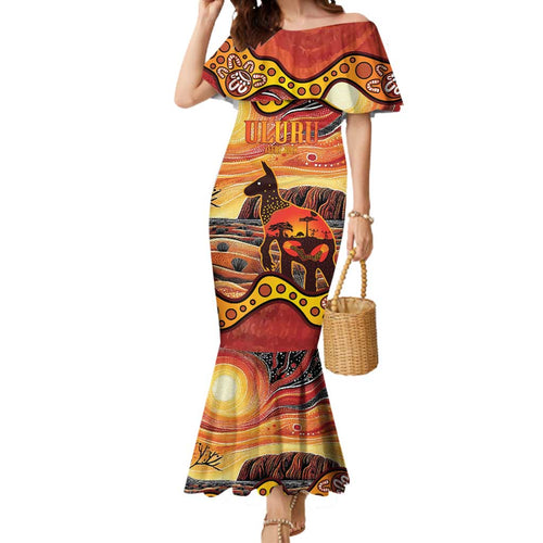 Northern Territory Uluru Mermaid Dress Ayers Rock Kangaroo Aboriginal Art