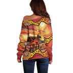 Northern Territory Uluru Off Shoulder Sweater Ayers Rock Kangaroo Aboriginal Art