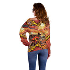 Northern Territory Uluru Off Shoulder Sweater Ayers Rock Kangaroo Aboriginal Art