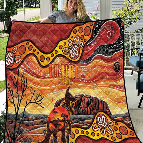 Northern Territory Uluru Quilt Ayers Rock Kangaroo Aboriginal Art