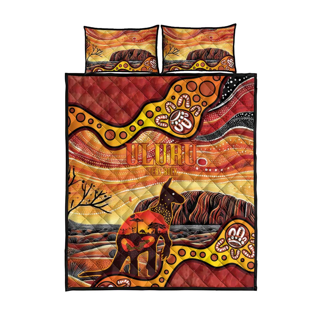 Northern Territory Uluru Quilt Bed Set Ayers Rock Kangaroo Aboriginal Art