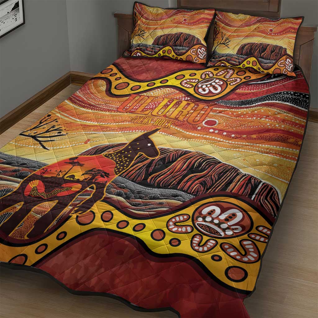 Northern Territory Uluru Quilt Bed Set Ayers Rock Kangaroo Aboriginal Art
