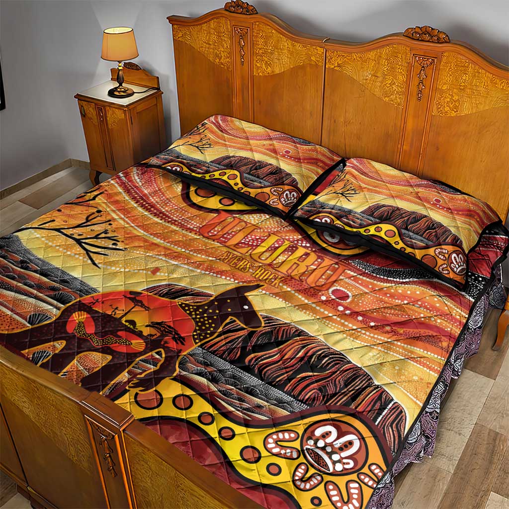 Northern Territory Uluru Quilt Bed Set Ayers Rock Kangaroo Aboriginal Art
