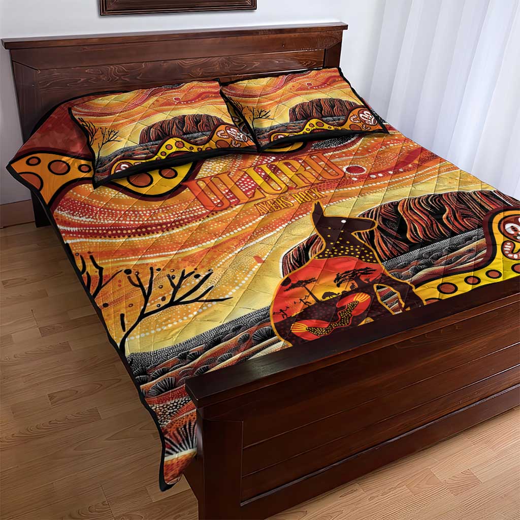 Northern Territory Uluru Quilt Bed Set Ayers Rock Kangaroo Aboriginal Art