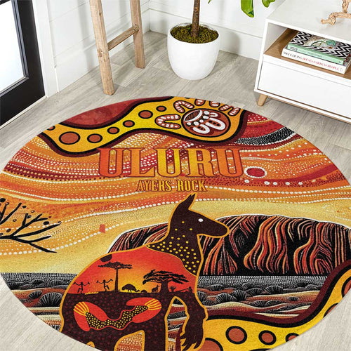 Northern Territory Uluru Round Carpet Ayers Rock Kangaroo Aboriginal Art