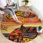 Northern Territory Uluru Round Carpet Ayers Rock Kangaroo Aboriginal Art