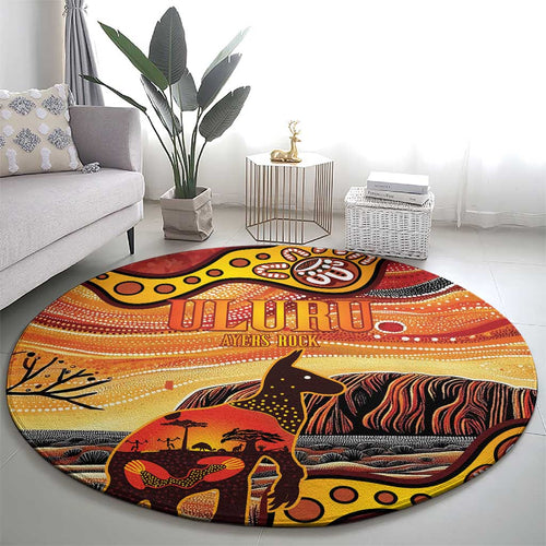 Northern Territory Uluru Round Carpet Ayers Rock Kangaroo Aboriginal Art