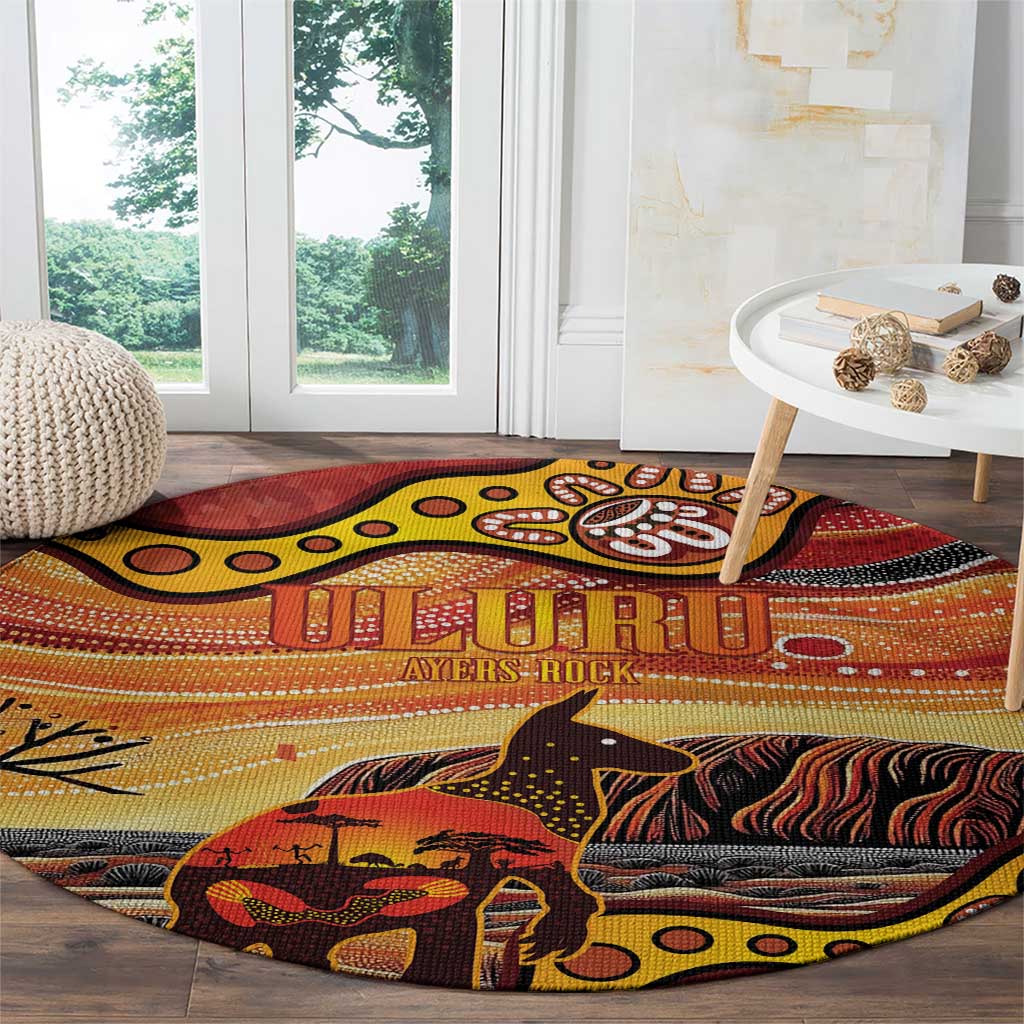 Northern Territory Uluru Round Carpet Ayers Rock Kangaroo Aboriginal Art