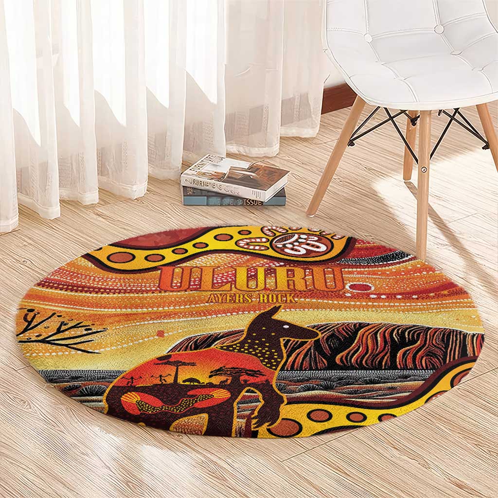 Northern Territory Uluru Round Carpet Ayers Rock Kangaroo Aboriginal Art