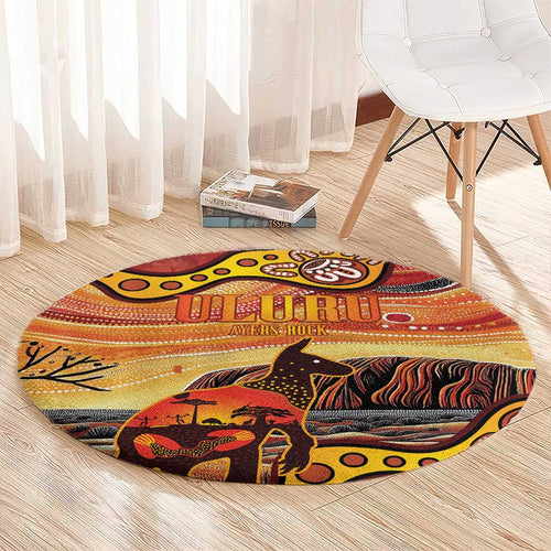 Northern Territory Uluru Round Carpet Ayers Rock Kangaroo Aboriginal Art