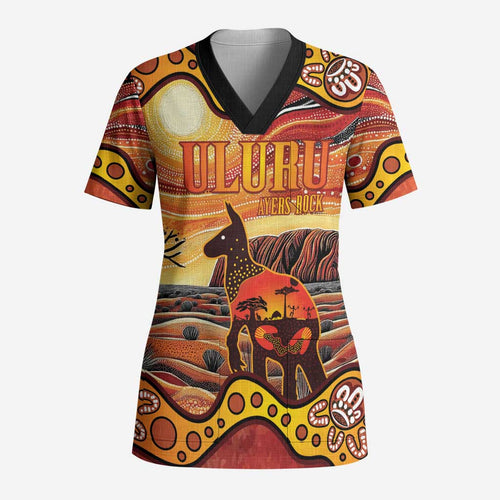 Northern Territory Uluru Scrub Top Ayers Rock Kangaroo Aboriginal Art - Aussie Hoodie