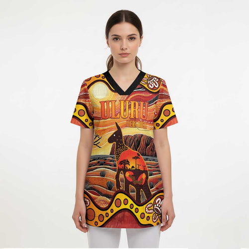 Northern Territory Uluru Scrub Top Ayers Rock Kangaroo Aboriginal Art - Aussie Hoodie