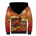 Northern Territory Uluru Sherpa Hoodie Ayers Rock Kangaroo Aboriginal Art