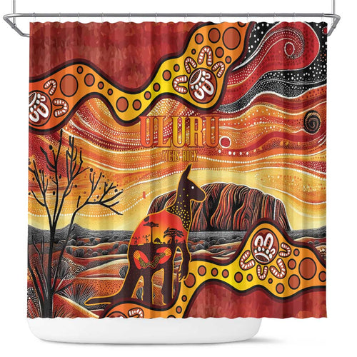 Northern Territory Uluru Shower Curtain Ayers Rock Kangaroo Aboriginal Art