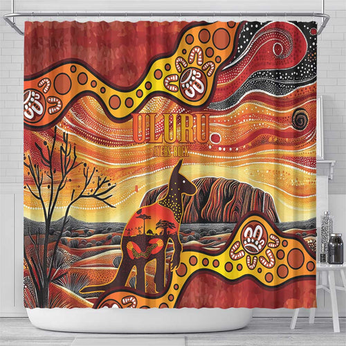 Northern Territory Uluru Shower Curtain Ayers Rock Kangaroo Aboriginal Art