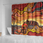 Northern Territory Uluru Shower Curtain Ayers Rock Kangaroo Aboriginal Art