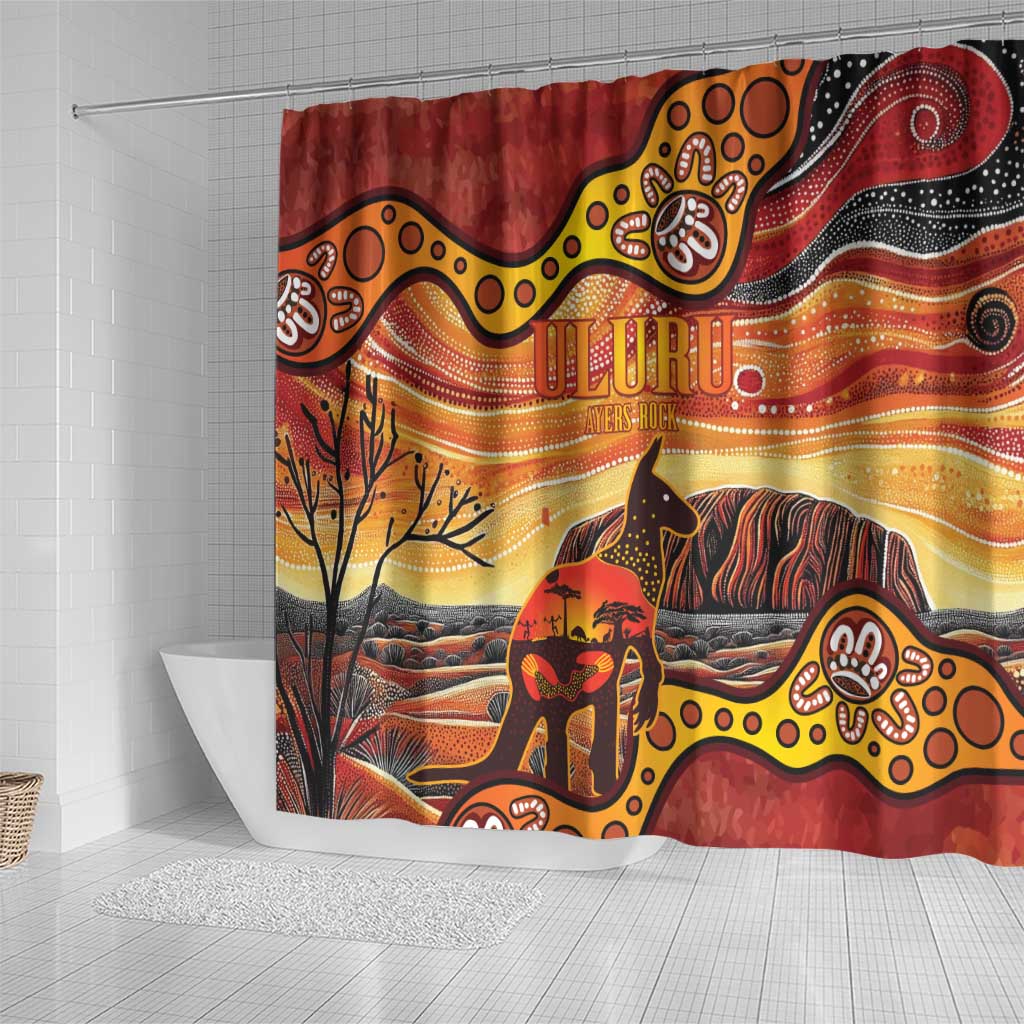Northern Territory Uluru Shower Curtain Ayers Rock Kangaroo Aboriginal Art