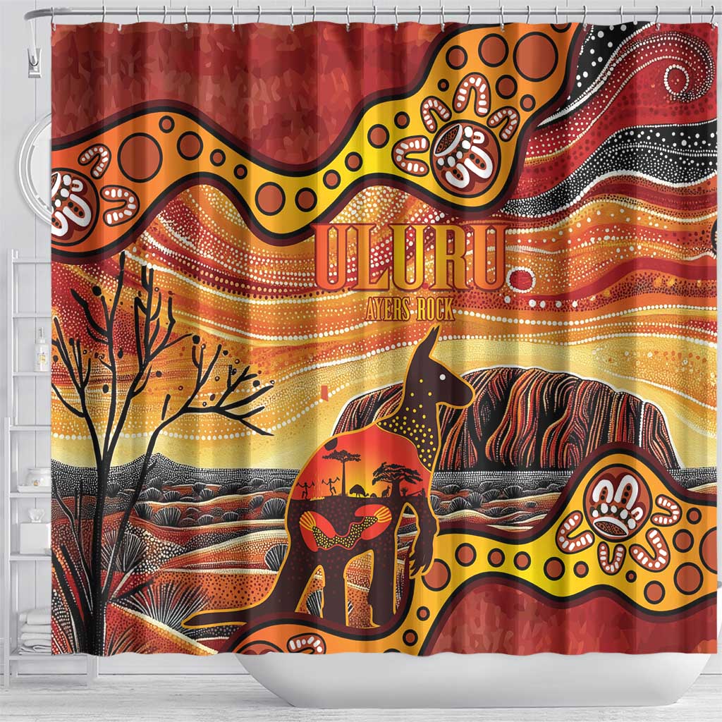 Northern Territory Uluru Shower Curtain Ayers Rock Kangaroo Aboriginal Art