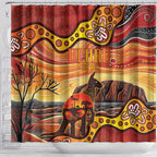 Northern Territory Uluru Shower Curtain Ayers Rock Kangaroo Aboriginal Art
