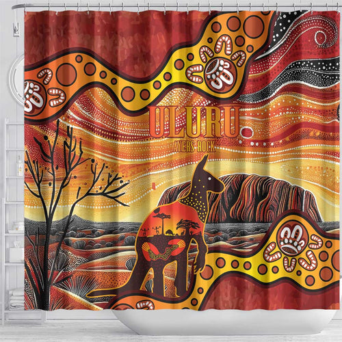 Northern Territory Uluru Shower Curtain Ayers Rock Kangaroo Aboriginal Art