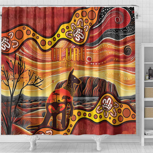 Northern Territory Uluru Shower Curtain Ayers Rock Kangaroo Aboriginal Art