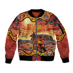 Northern Territory Uluru Sleeve Zip Bomber Jacket Ayers Rock Kangaroo Aboriginal Art