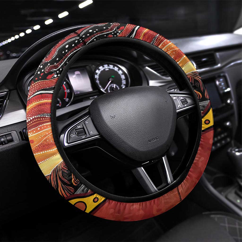 Northern Territory Uluru Steering Wheel Cover Ayers Rock Kangaroo Aboriginal Art