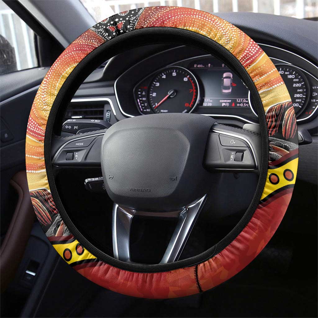 Northern Territory Uluru Steering Wheel Cover Ayers Rock Kangaroo Aboriginal Art
