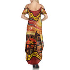 Northern Territory Uluru Summer Maxi Dress Ayers Rock Kangaroo Aboriginal Art