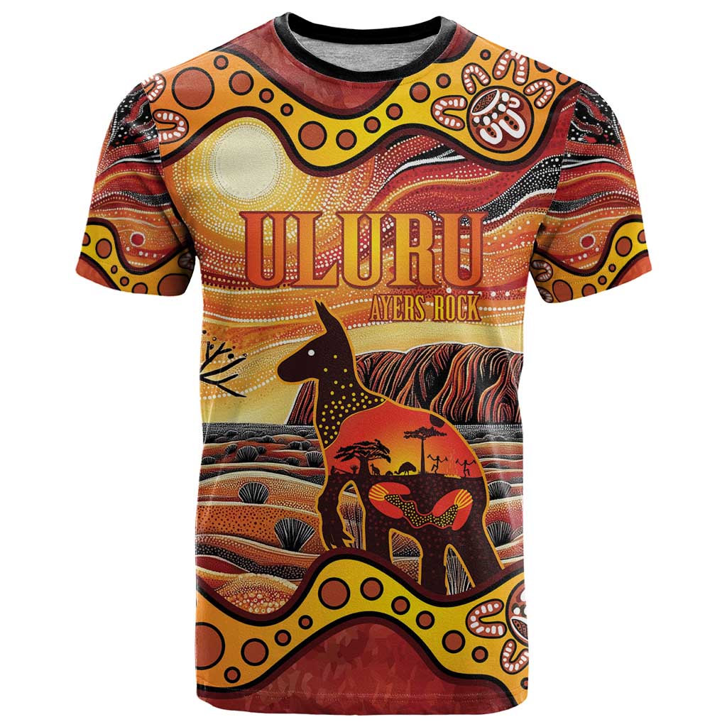Northern Territory Uluru T Shirt Ayers Rock Kangaroo Aboriginal Art