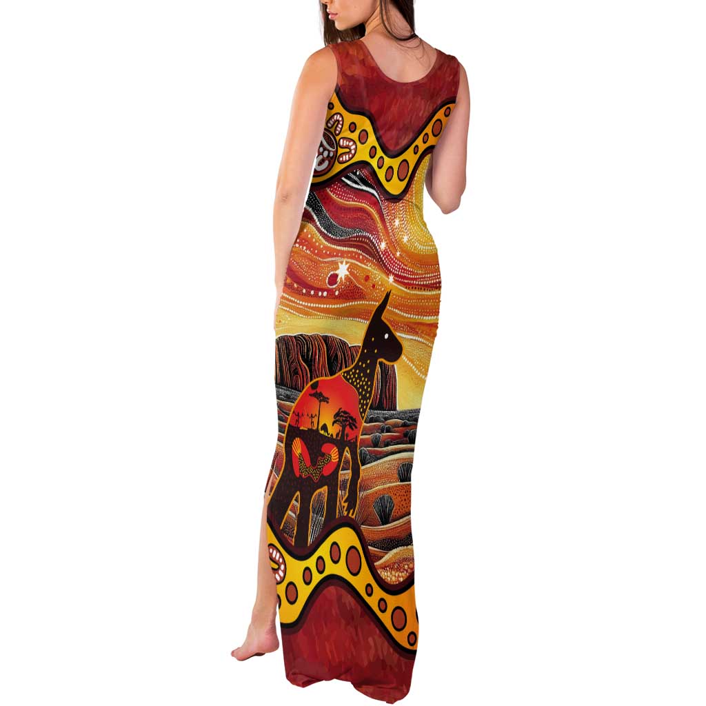 Northern Territory Uluru Tank Maxi Dress Ayers Rock Kangaroo Aboriginal Art
