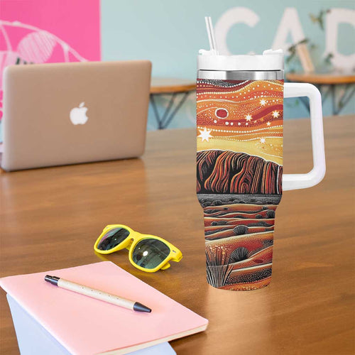 Northern Territory Uluru Tumbler With Handle Ayers Rock Kangaroo Aboriginal Art