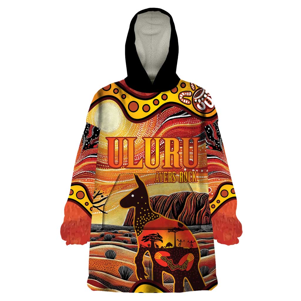 Northern Territory Uluru Wearable Blanket Hoodie Ayers Rock Kangaroo Aboriginal Art