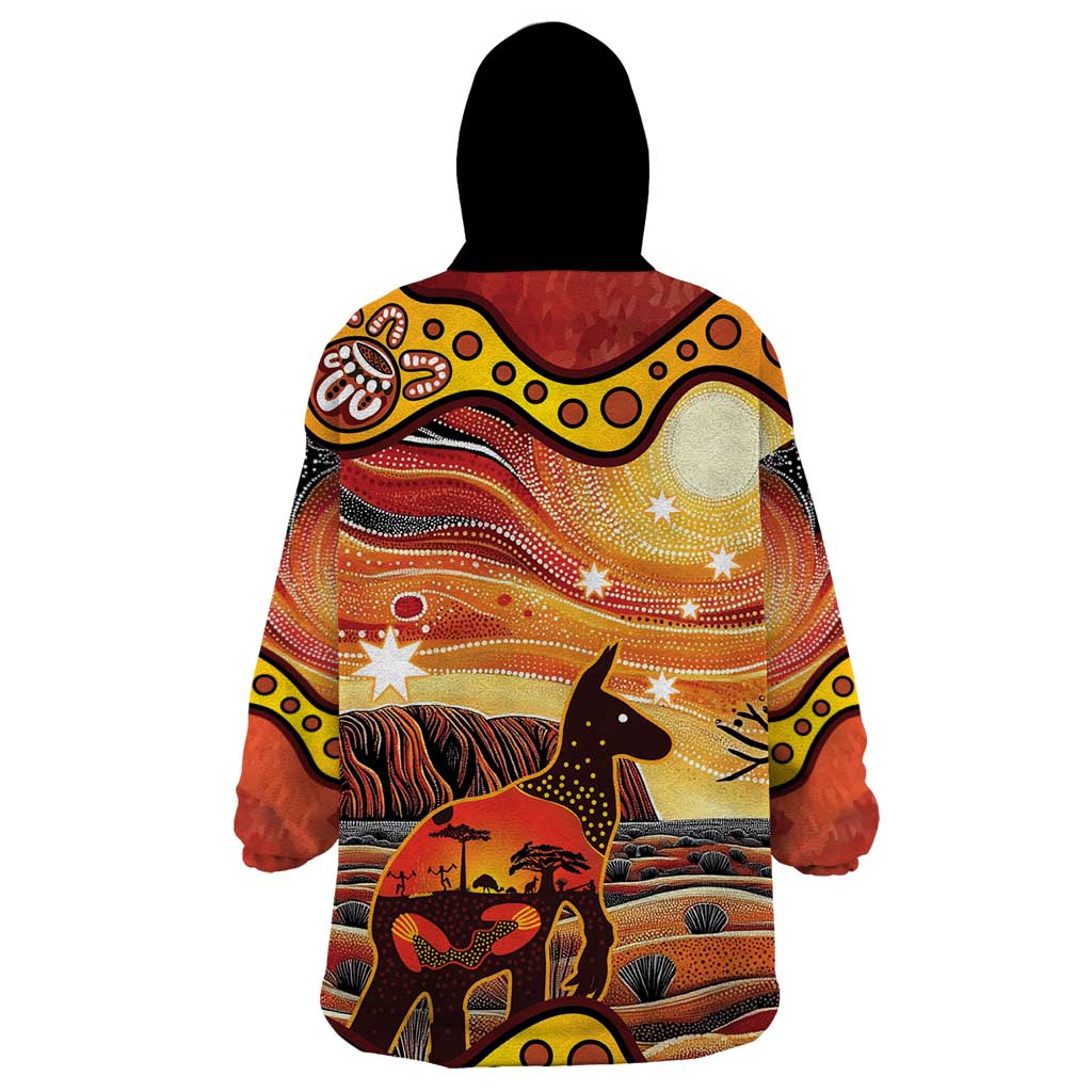 Northern Territory Uluru Wearable Blanket Hoodie Ayers Rock Kangaroo Aboriginal Art
